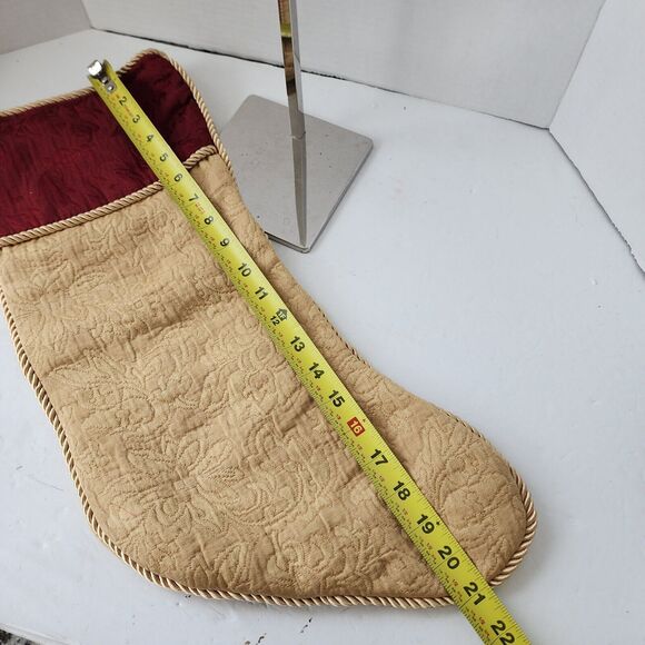 Rodeo Home Burgundy Gold Christmas Stocking Embroidered Baroque Extra Big
